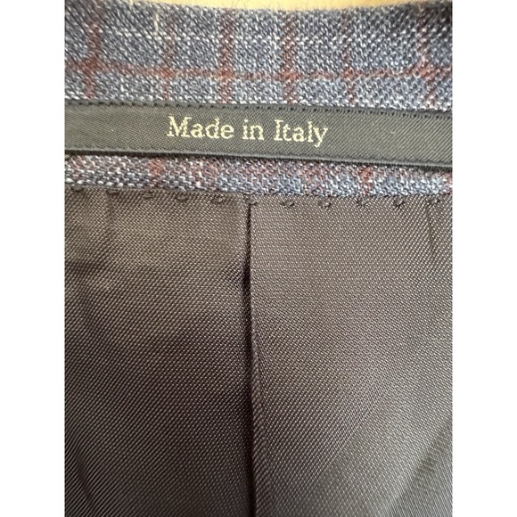 Ermenegildo Zegna Blazer - Cashmere Silk And Linen Blue With White And Burgundy - Picture 3 of 15